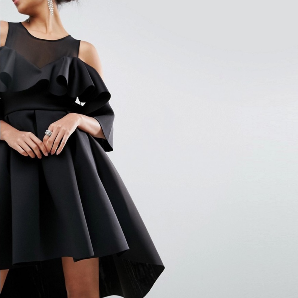 ASOS Mesh Top Cold Shoulder Dip Back Prom Dress- US 8/medium